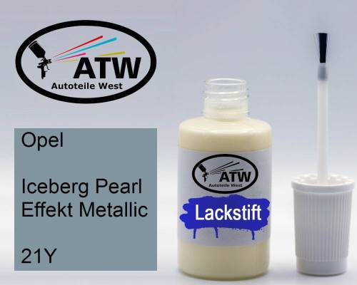 Opel, Iceberg Pearl Effekt Metallic, 21Y: 20ml Lackstift, von ATW Autoteile West.